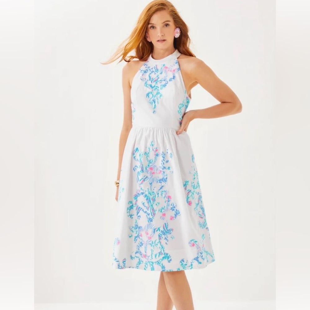 Lilly Pulitzer Gianne Midi Dress in Resort White Gianne Dress Appliqué